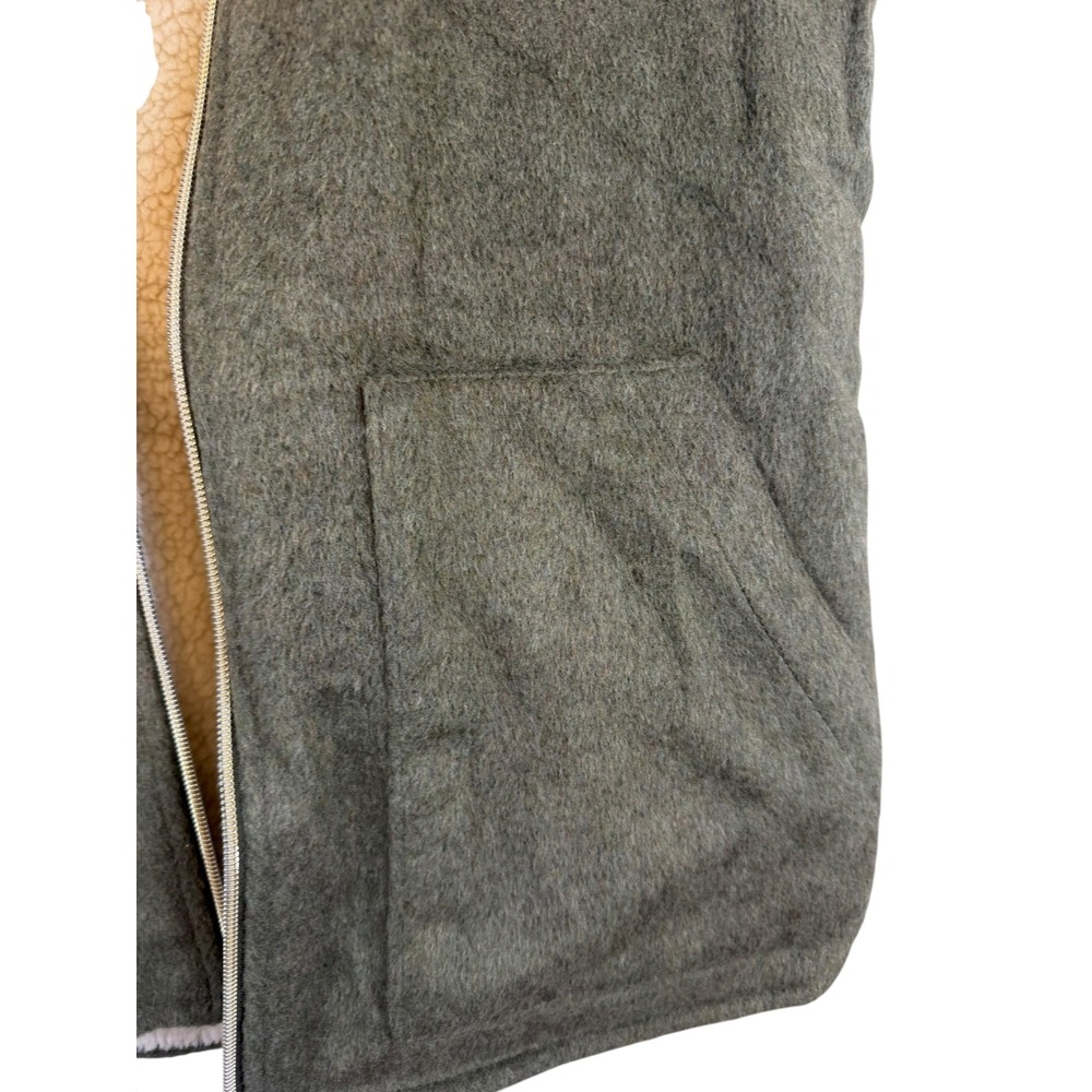 Sanctuary Womens Olive Green Faux Shearling Lined Zip Up Vest Small - Picture 6 of 10